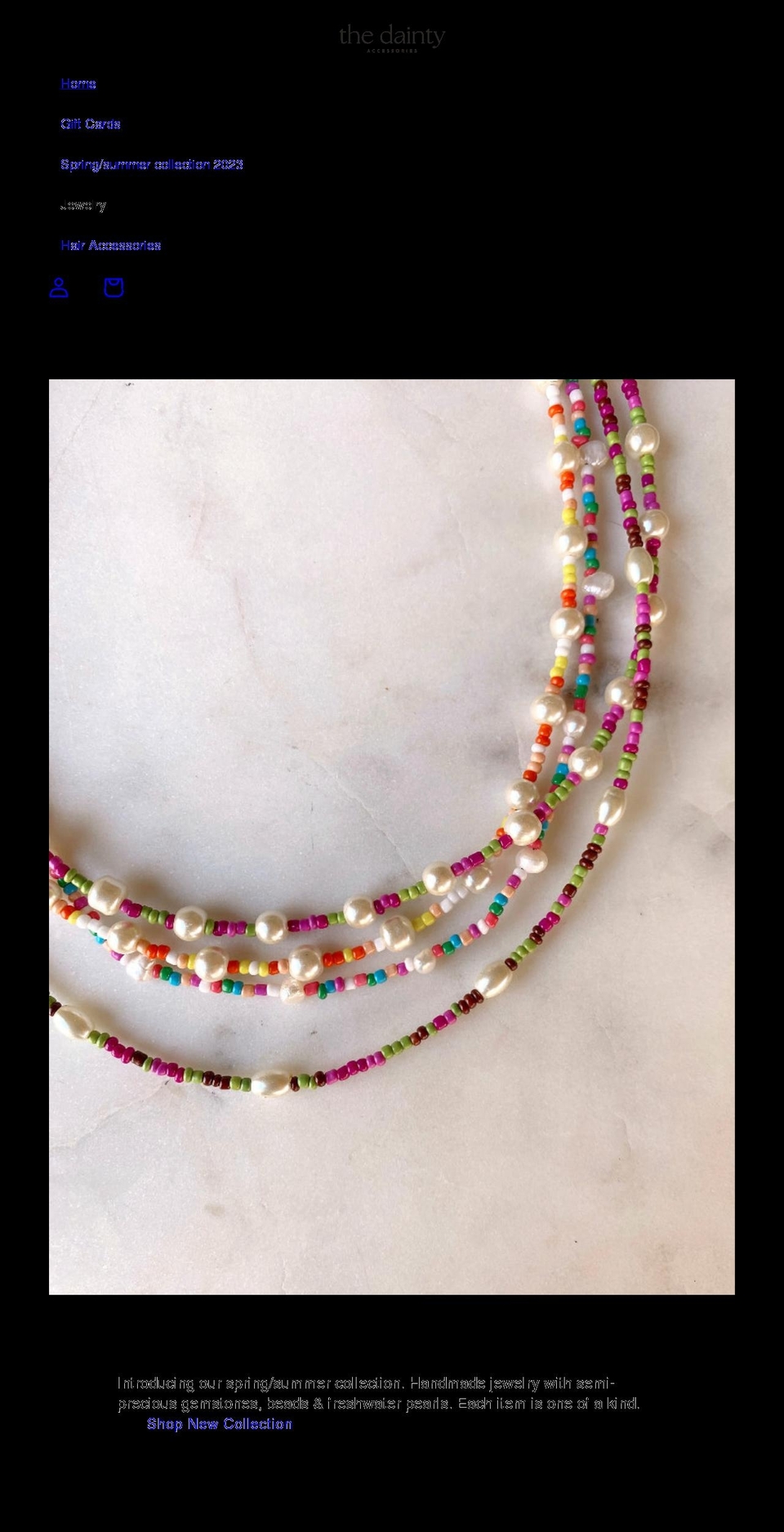 thedaintyaccessories.com shopify website screenshot