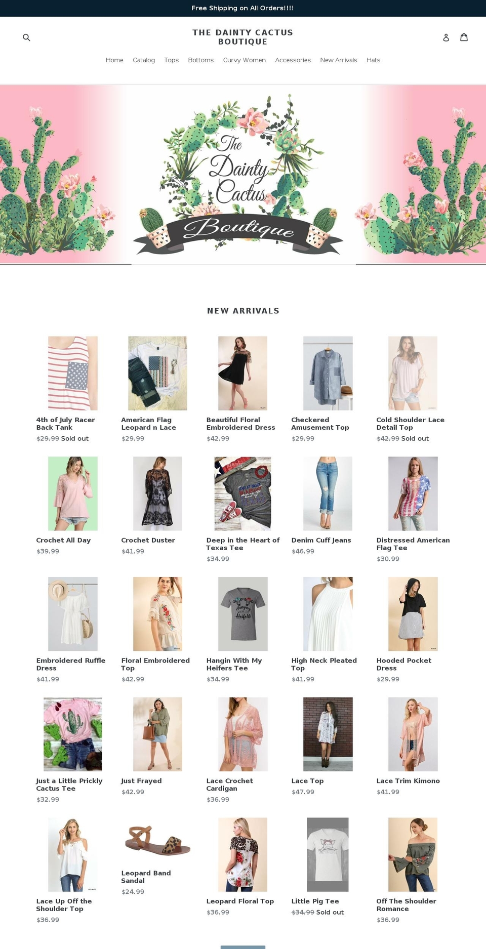 thedaintycactus.com — Shopify storefront screenshot