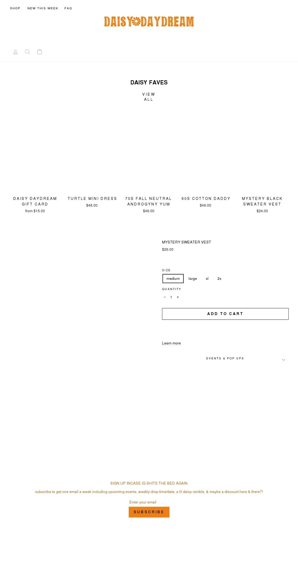 thedaisydaydream.com shopify website screenshot