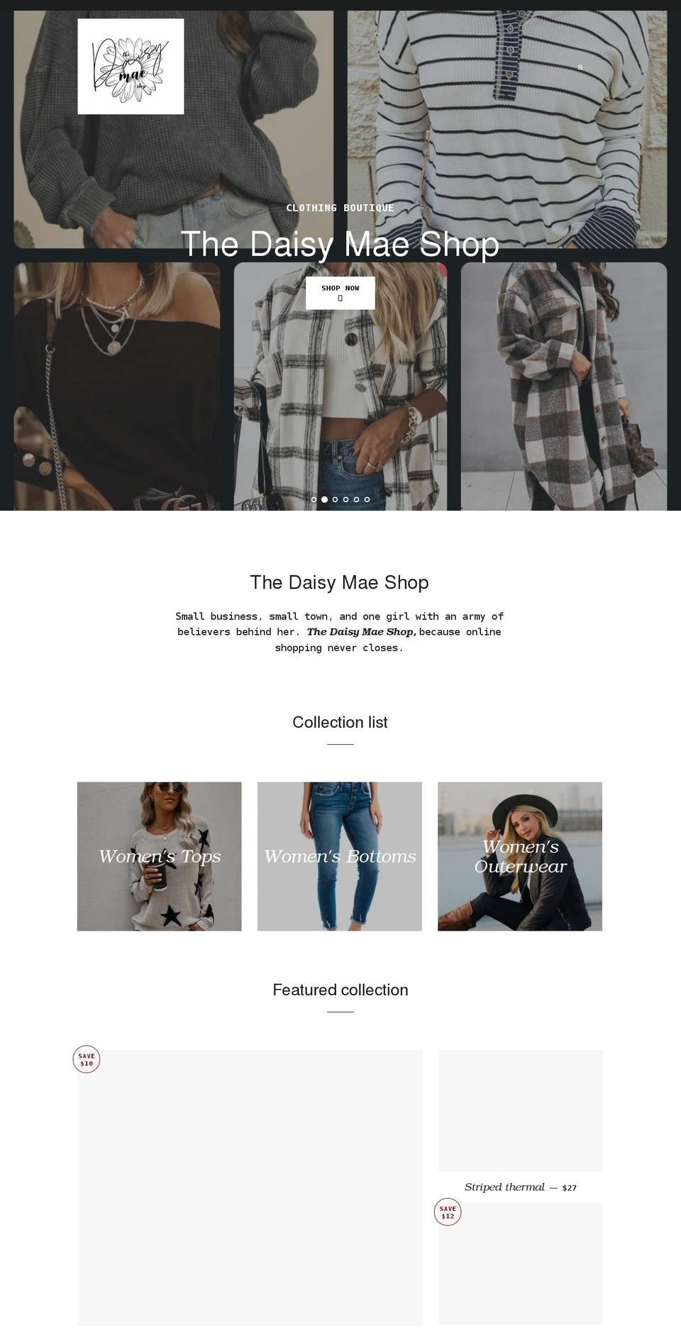 thedaisymaeshop.com shopify website screenshot