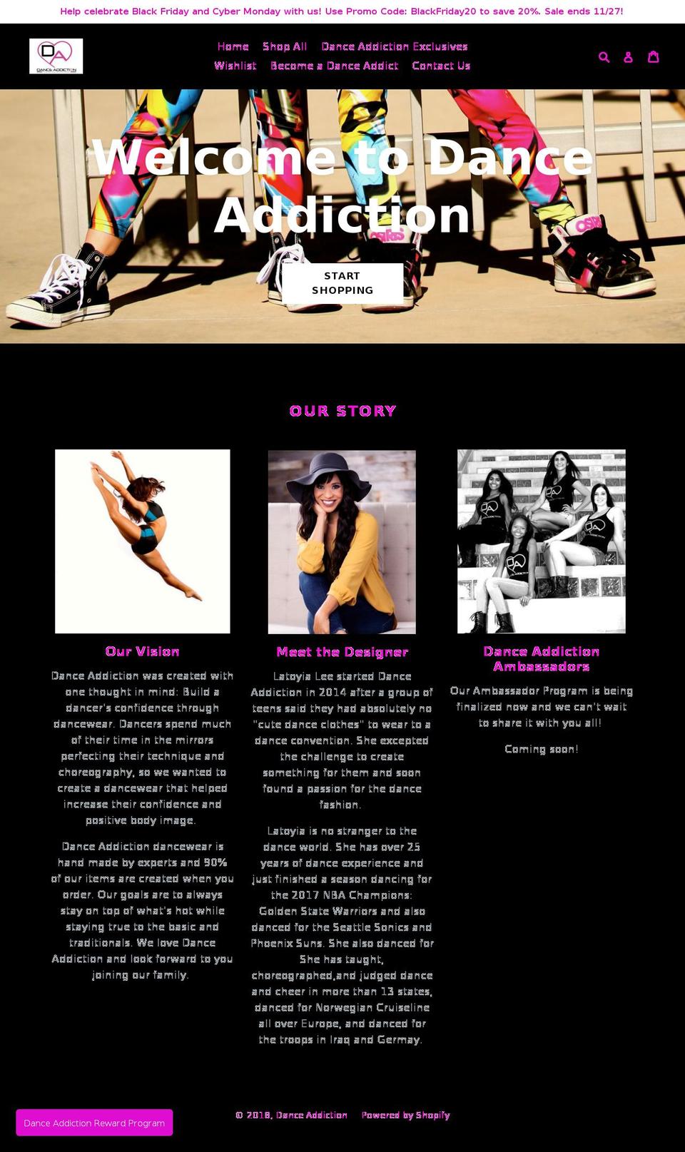 thedanceaddiction.com — Shopify storefront screenshot