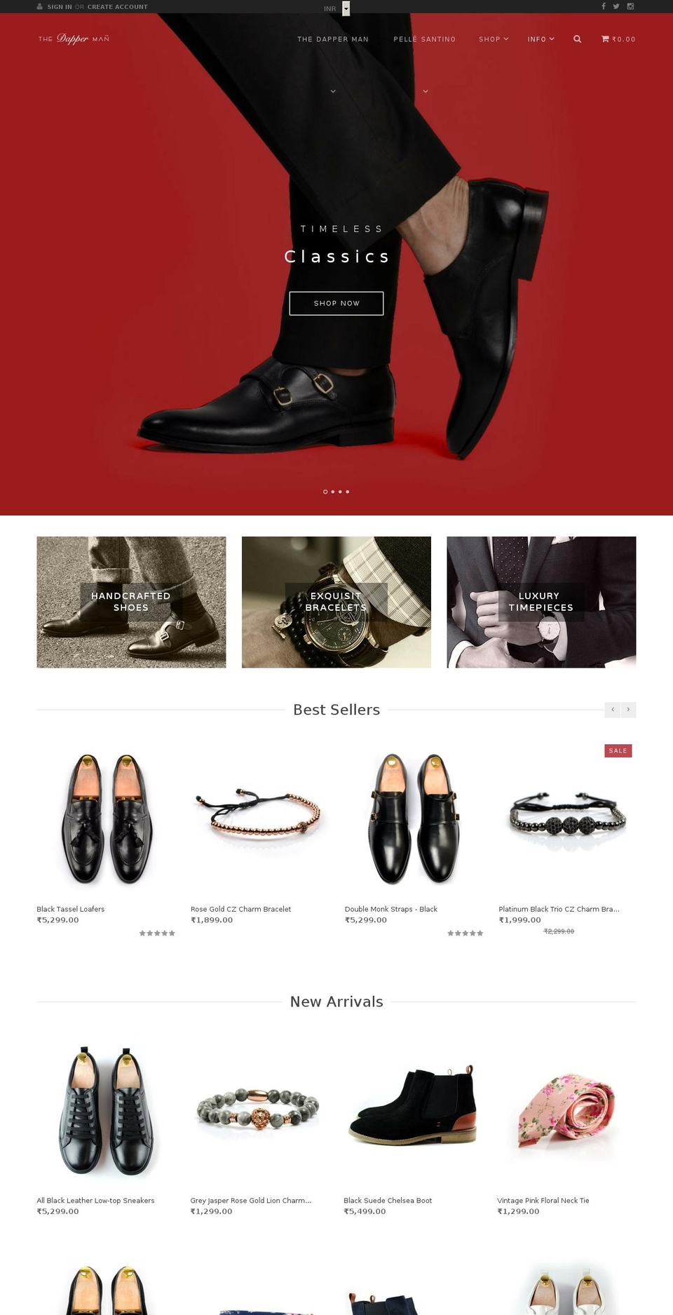 Kalles Shopify theme site example thedapperman.in