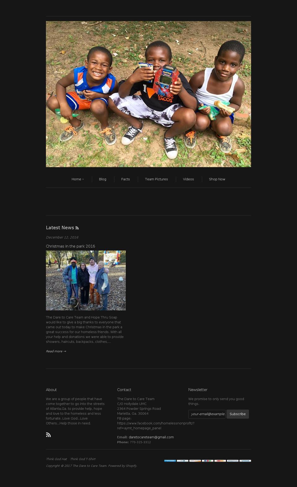 thedaretocareteam.com shopify website screenshot