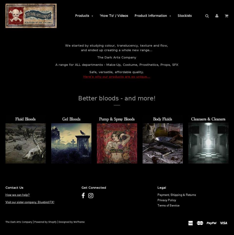 thedarkartscompany.com shopify website screenshot