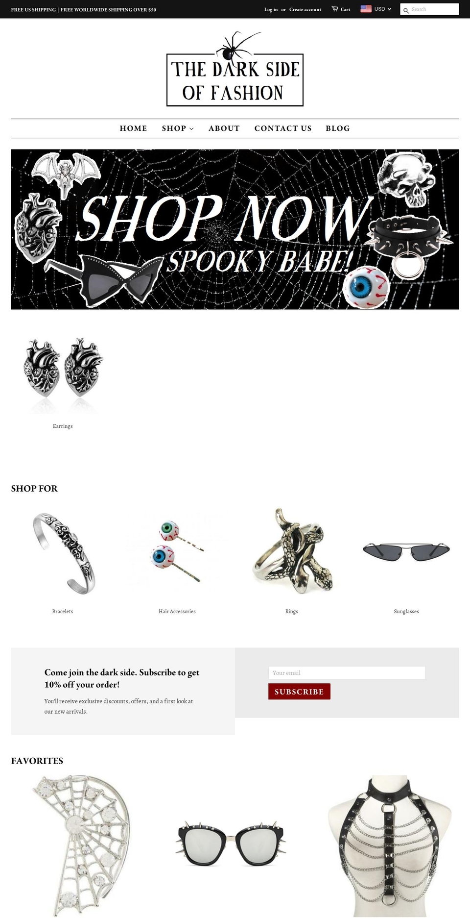 thedarksideoffashion.com — Shopify storefront screenshot