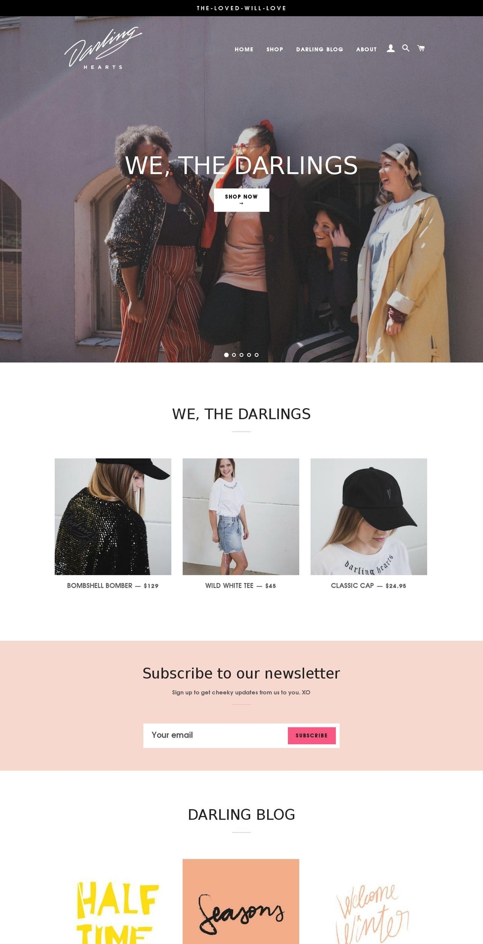 thedarlinghearts.com — Shopify storefront screenshot