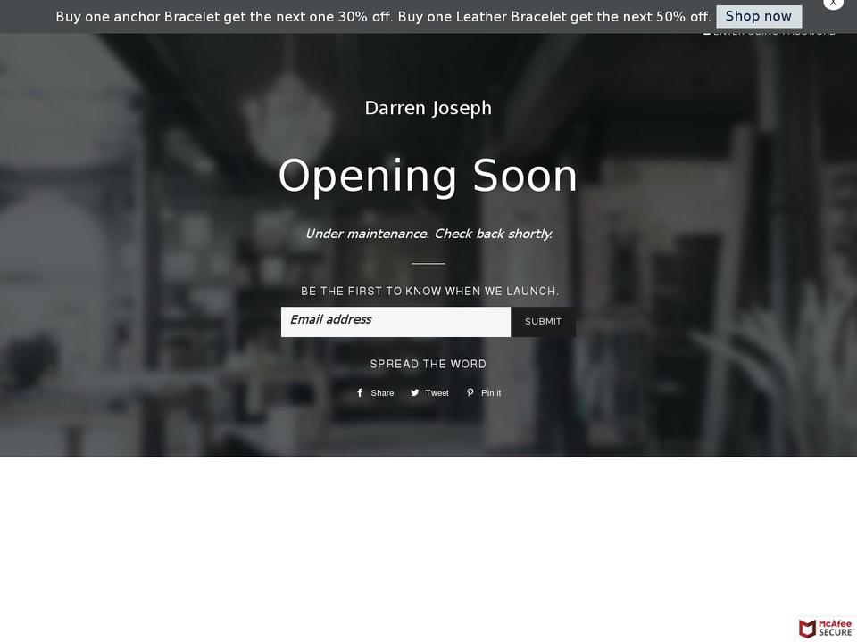 thedarrenjoseph.com — Shopify storefront screenshot