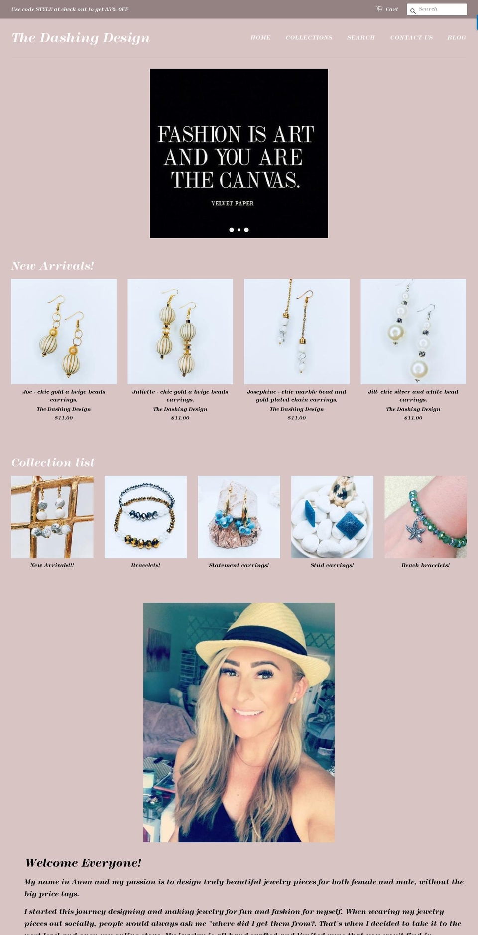 thedashingdesign.com shopify website screenshot