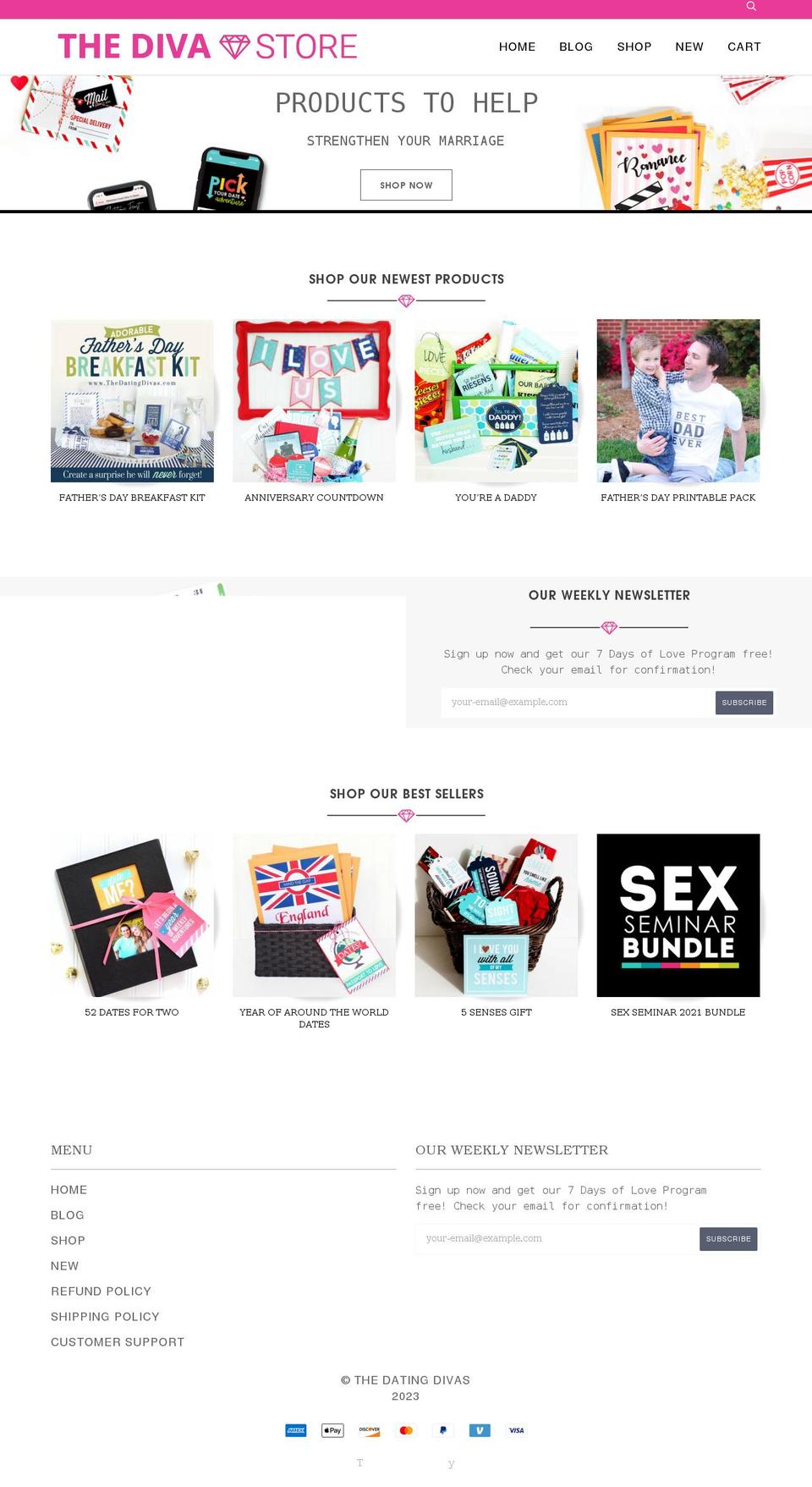 thedatingdivas.myshopify.com shopify website screenshot