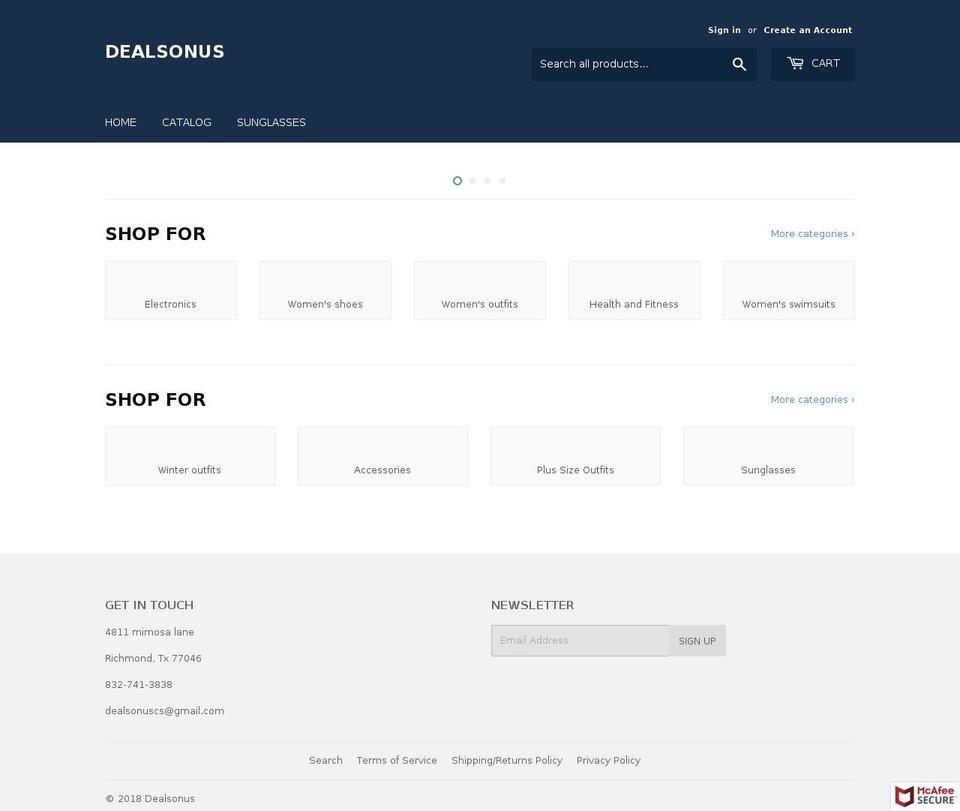 thedealsonus.com — Shopify storefront screenshot