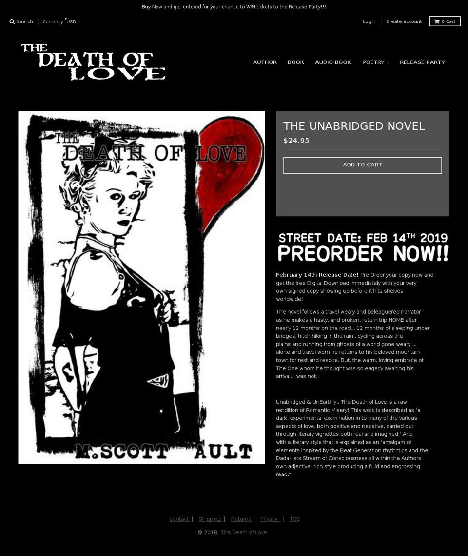 thedeathoflove.com — Shopify storefront screenshot