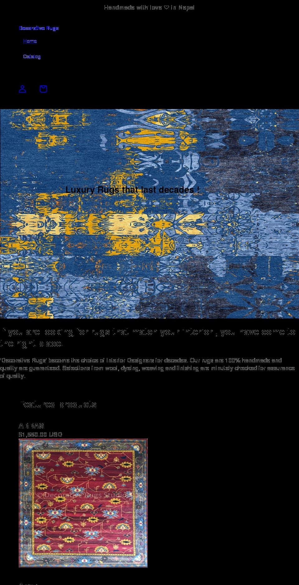 thedecorativerugs.com shopify website screenshot