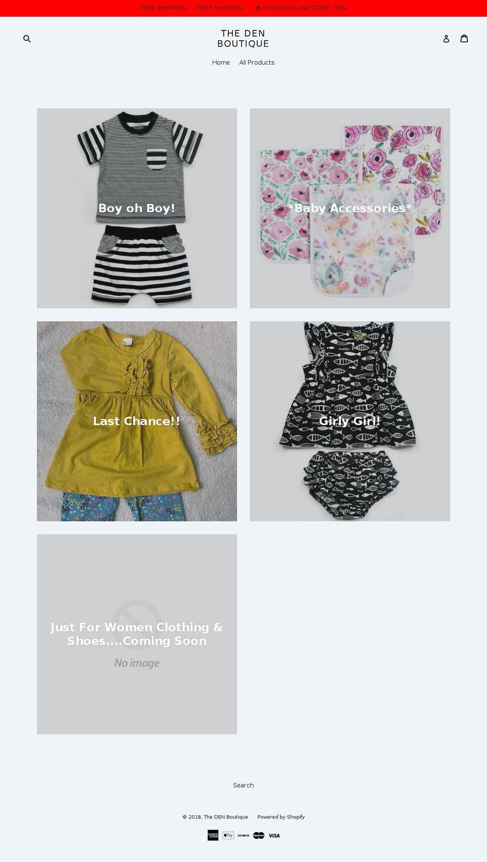 thedenboutique.com shopify website screenshot