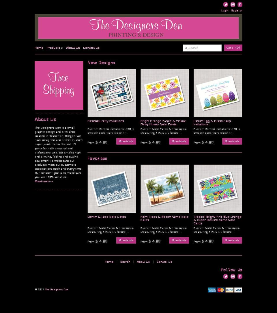 thedesignersden.com shopify website screenshot