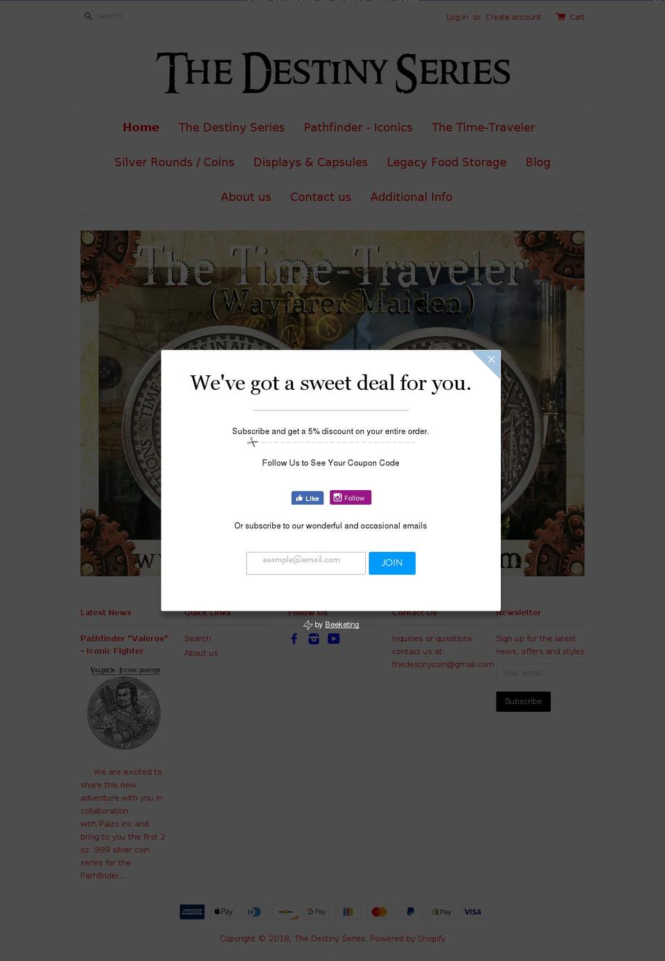 thedestinyseries.com — Shopify storefront screenshot