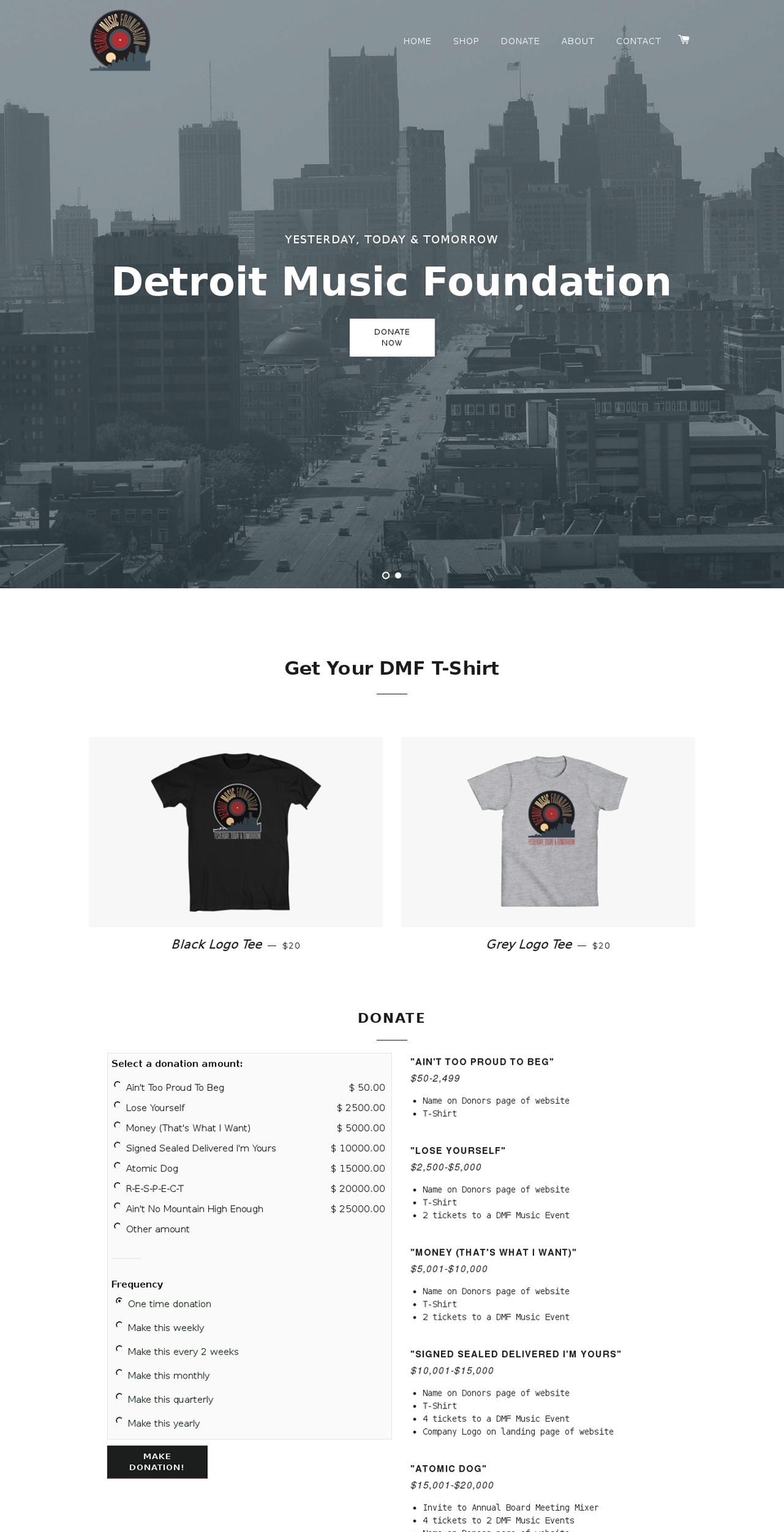 thedetroitmusicfoundation.com — Shopify storefront screenshot