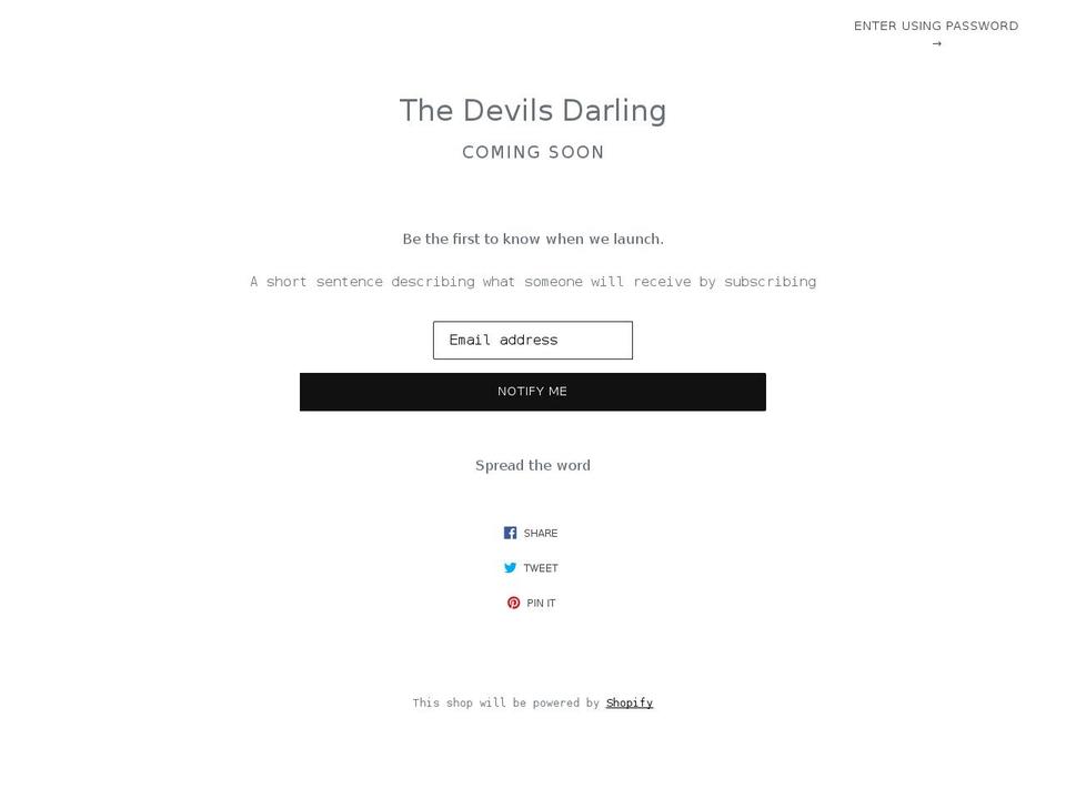 thedevilsdarling.com shopify website screenshot