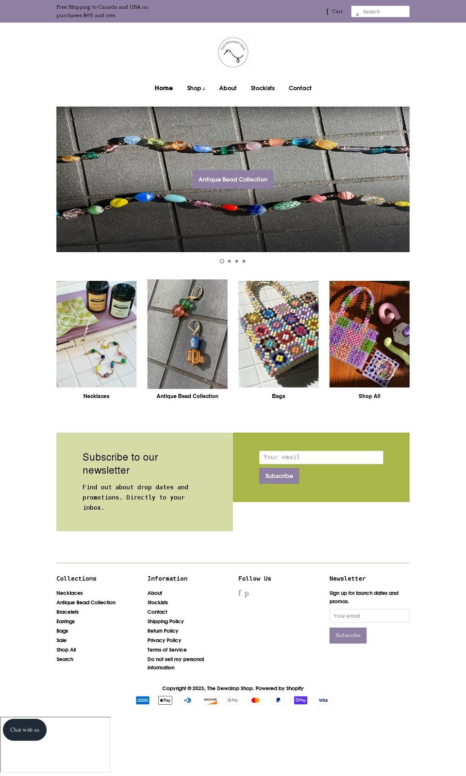 thedewdropshop.com shopify website screenshot