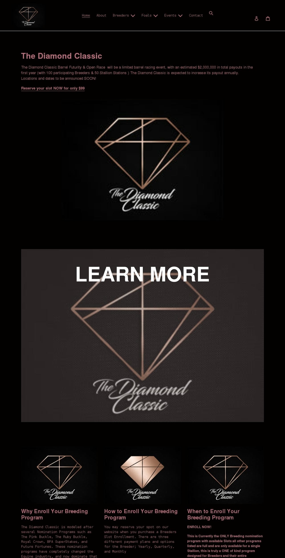 thediamondclassic.com shopify website screenshot