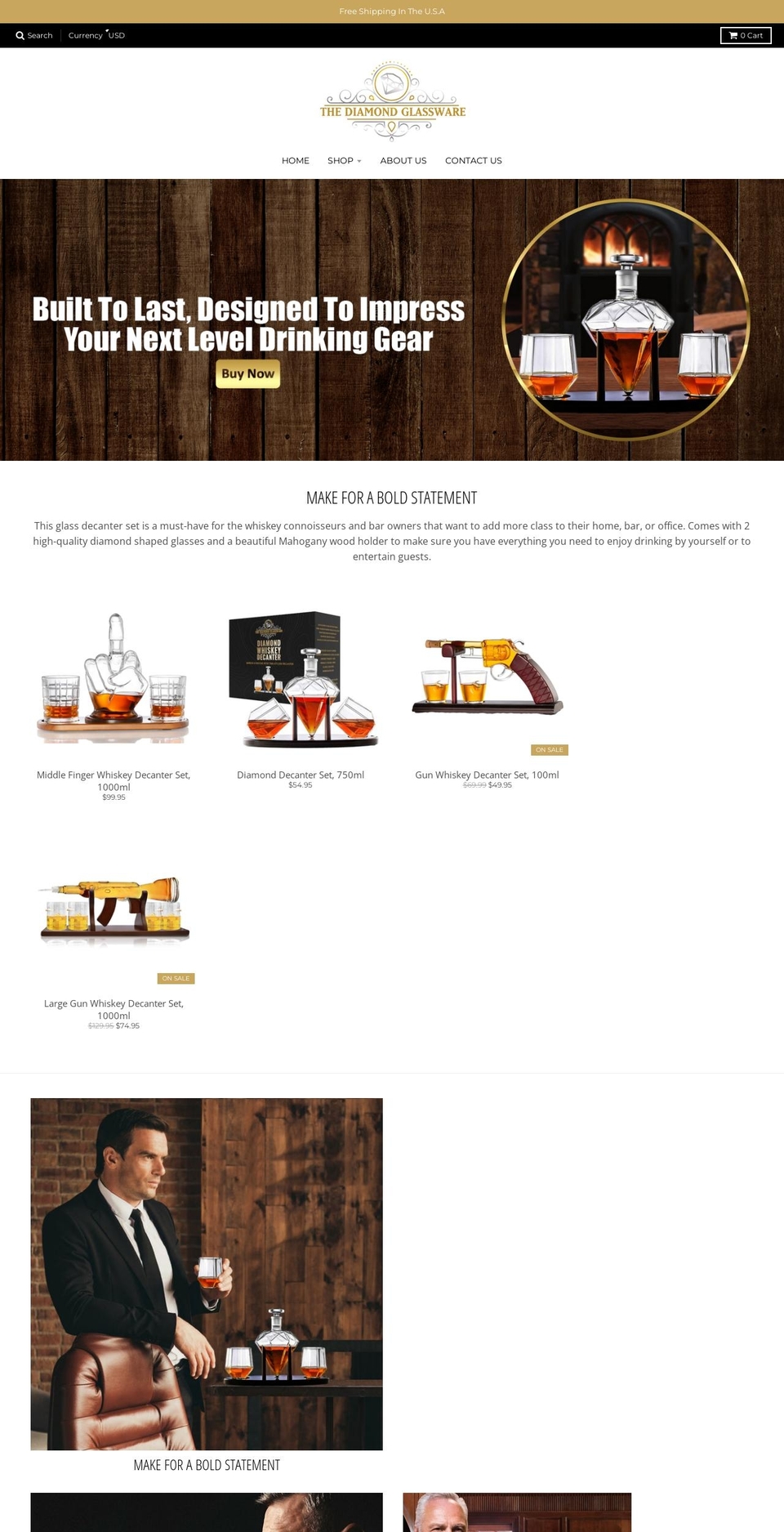 thediamondglassware.com shopify website screenshot
