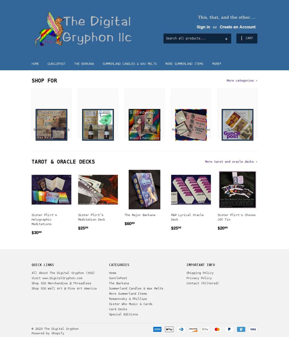 thedigitalgryphon.com shopify website screenshot