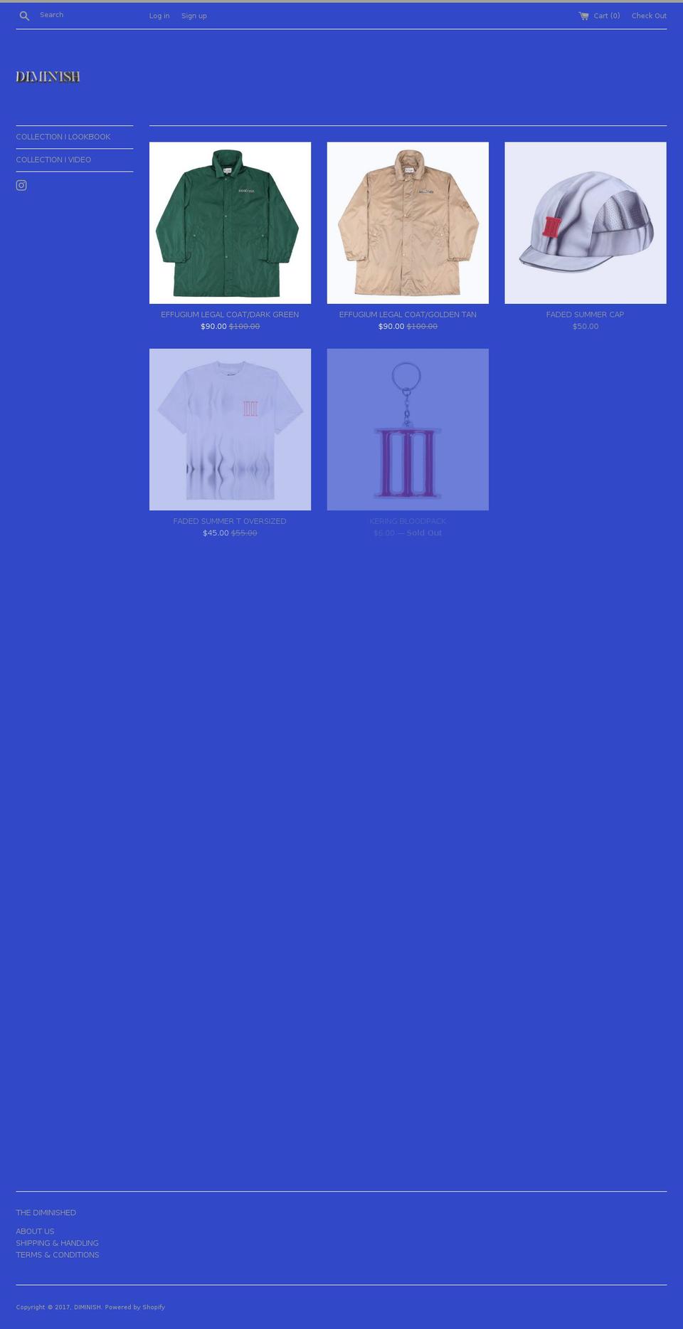 thediminished.com shopify website screenshot