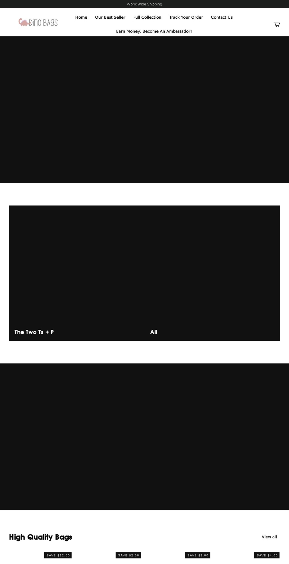 thedinobags.com shopify website screenshot