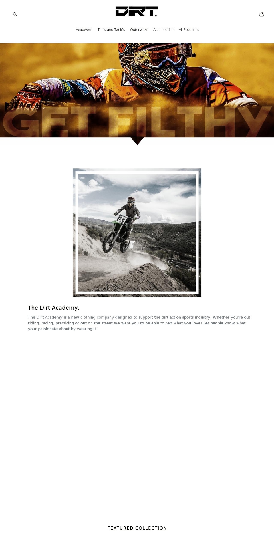 thedirtacademy.clothing shopify website screenshot