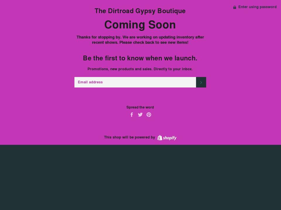 thedirtroadgypsy.com shopify website screenshot