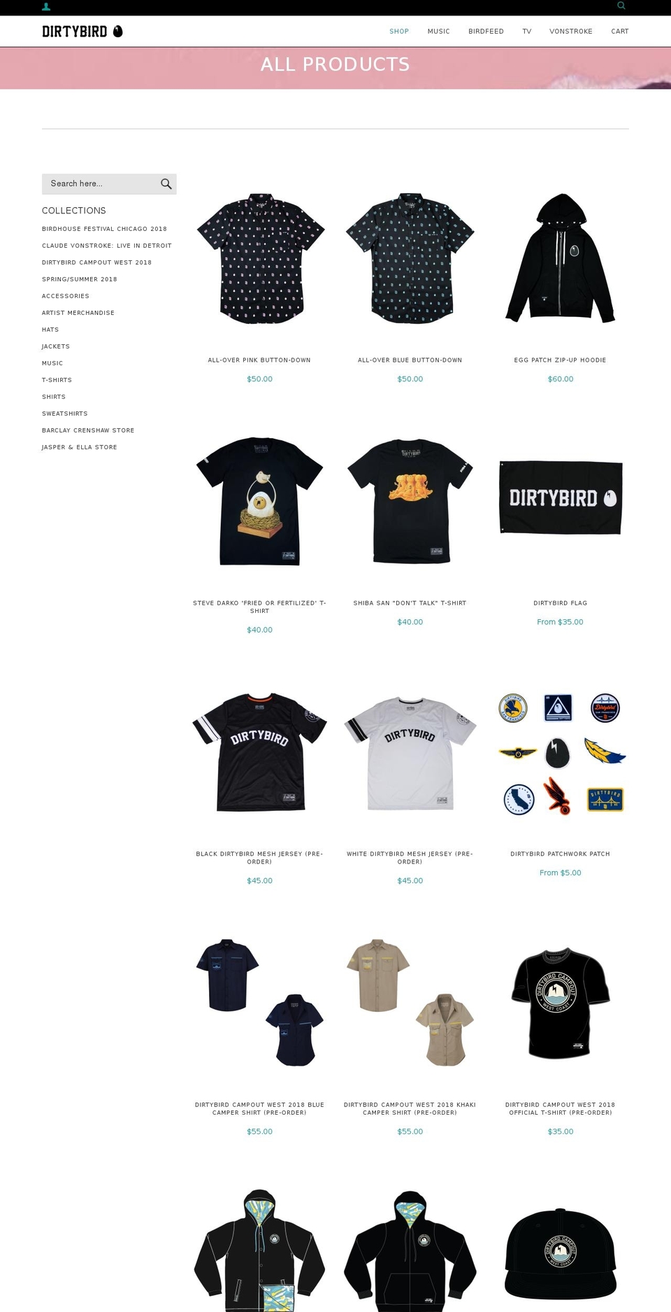 thedirtybirdstore.com — Shopify storefront screenshot