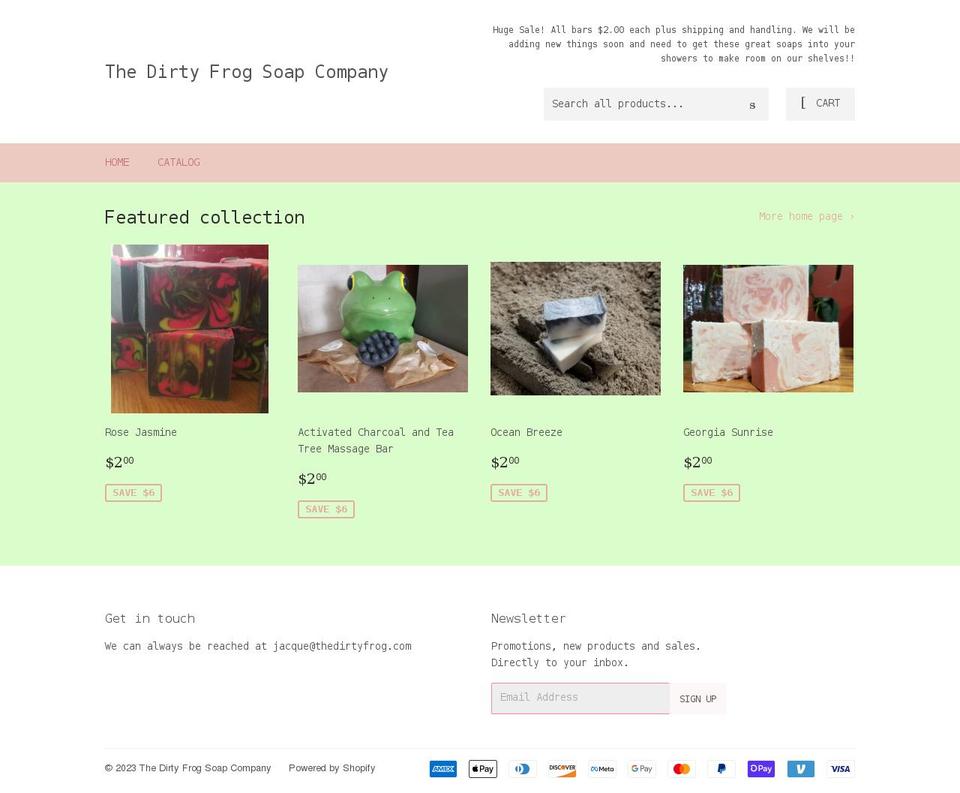 thedirtyfrog.com shopify website screenshot