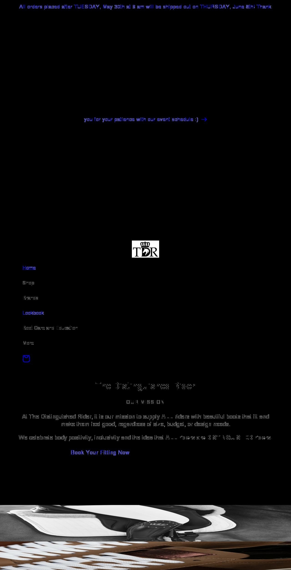 thedistinguishedrider.com shopify website screenshot