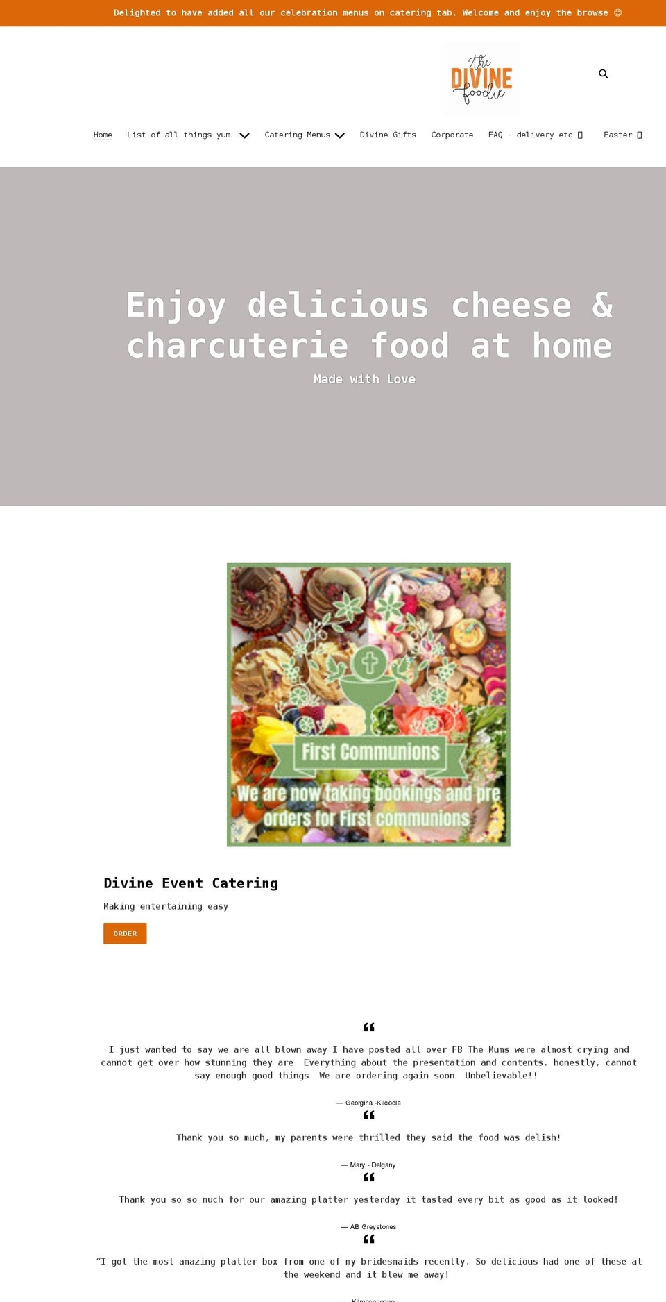 thedivinefoodie.com shopify website screenshot