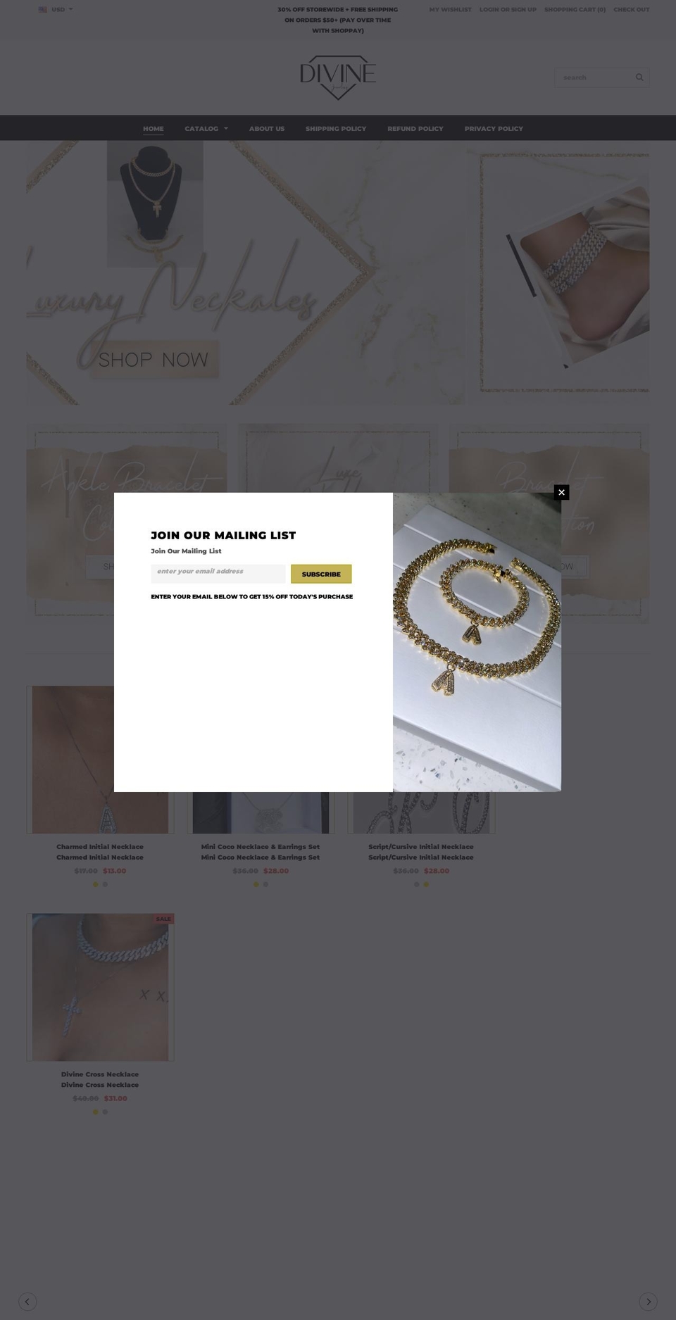 thedivinejewelers.com shopify website screenshot