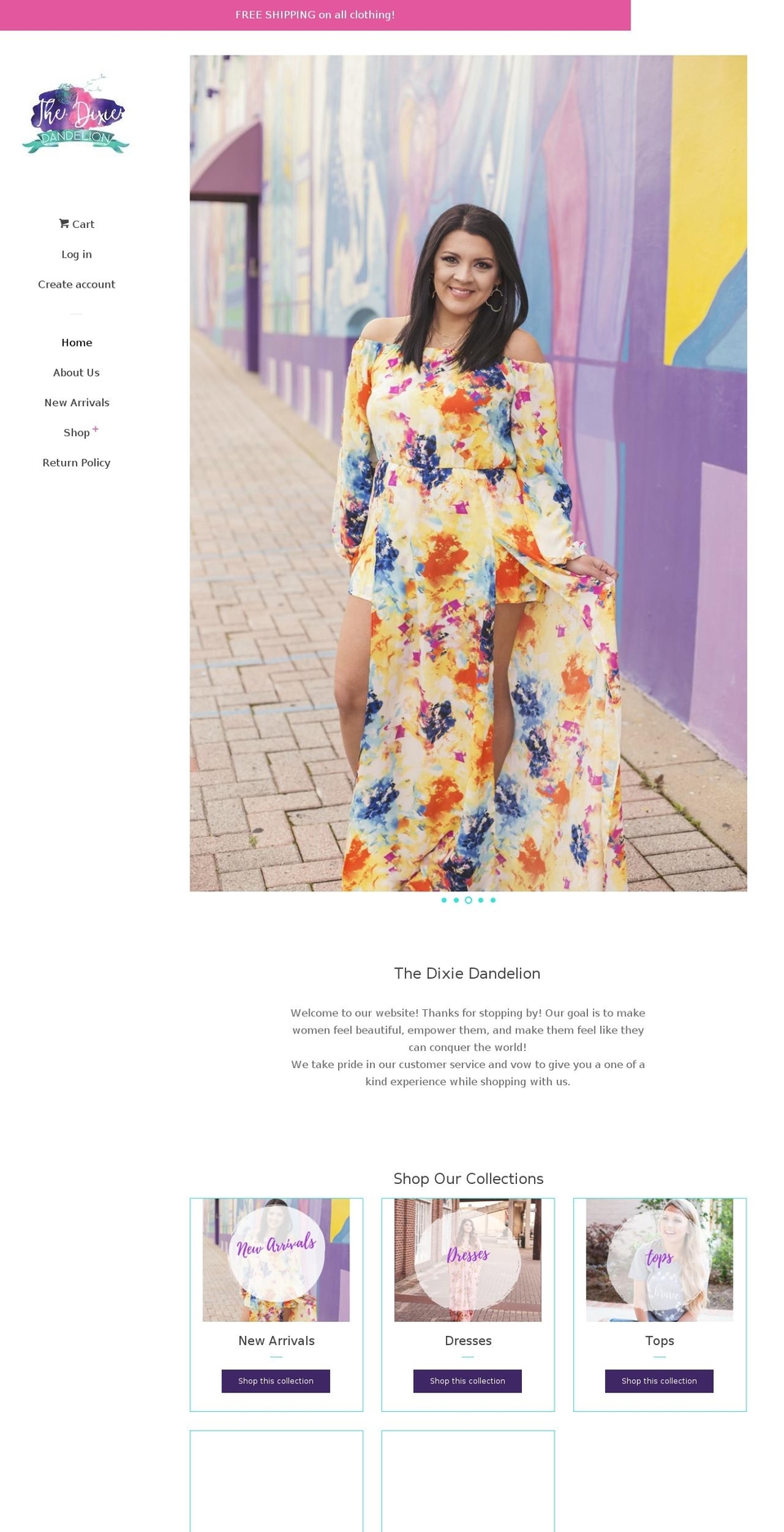 thedixiedandelion.com shopify website screenshot