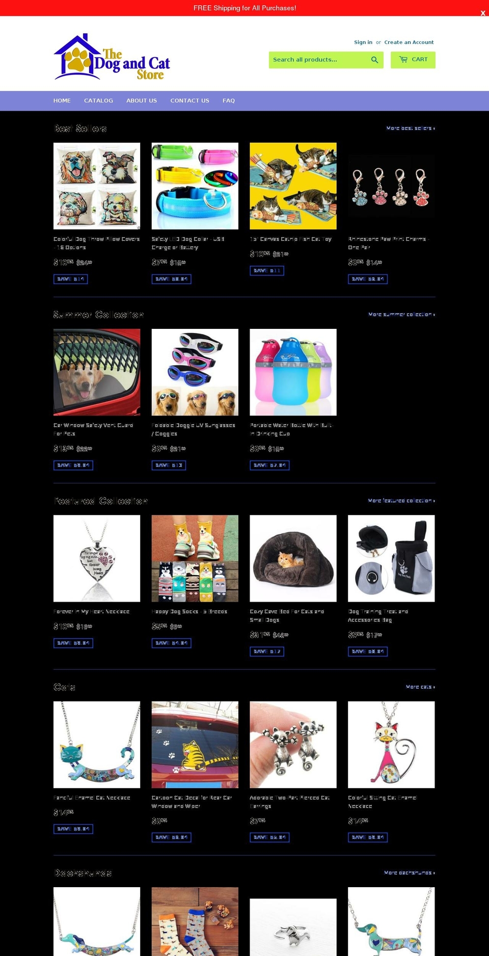 thedogandcatstore.com — Shopify storefront screenshot