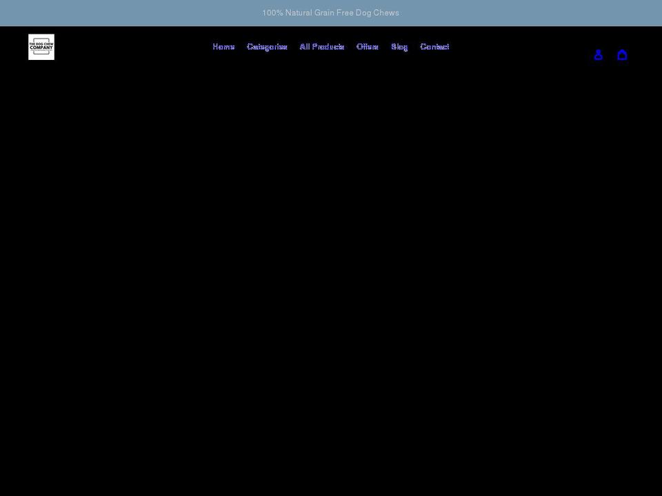 Dark Theme Shopify theme site example thedogchewcompany.co.uk