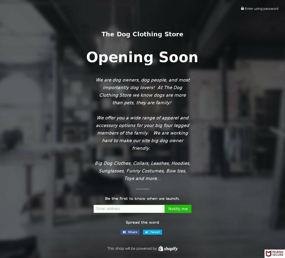 thedogclothingstore.com — Shopify storefront screenshot