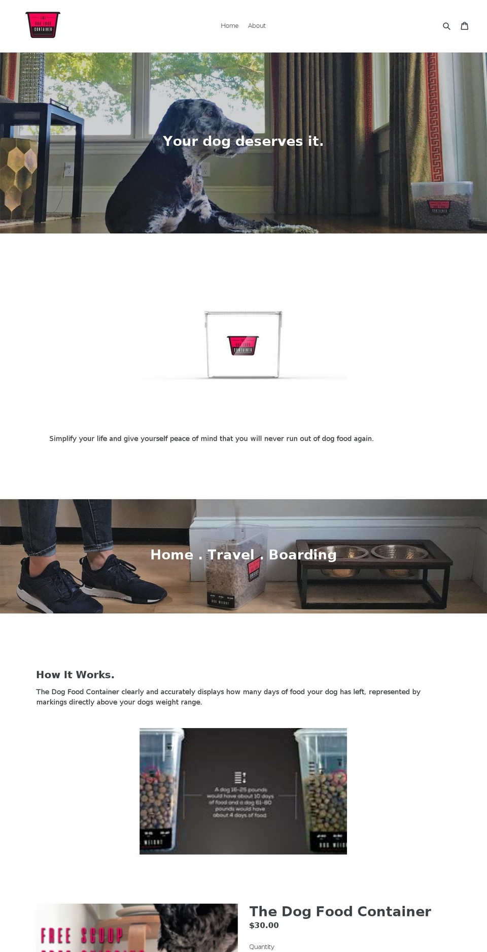 thedogfoodcontainer.com shopify website screenshot
