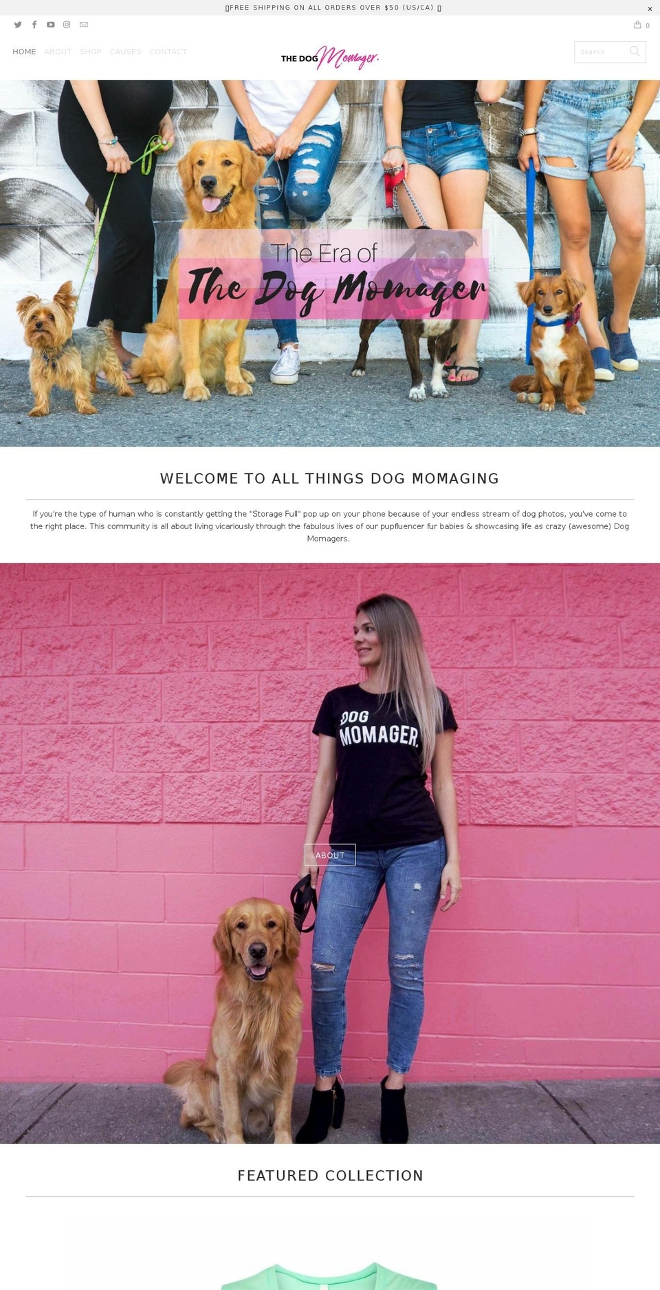 thedogmomager.com shopify website screenshot