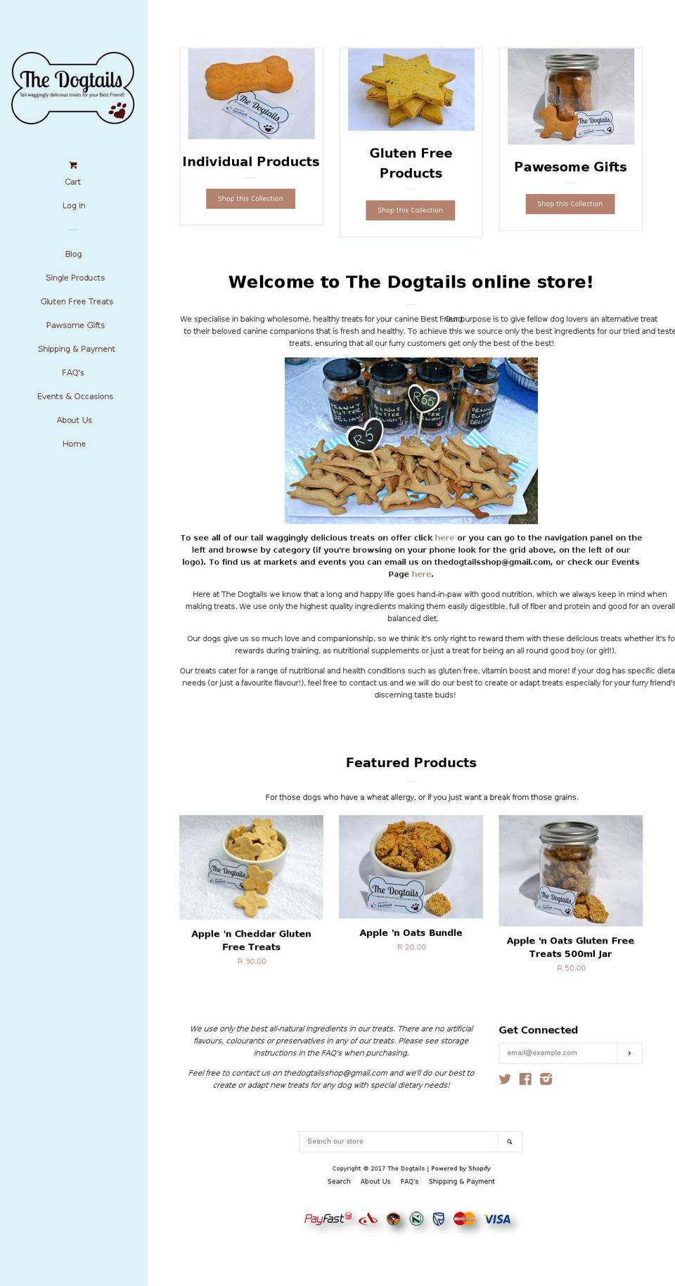 thedogtailsshop.com shopify website screenshot