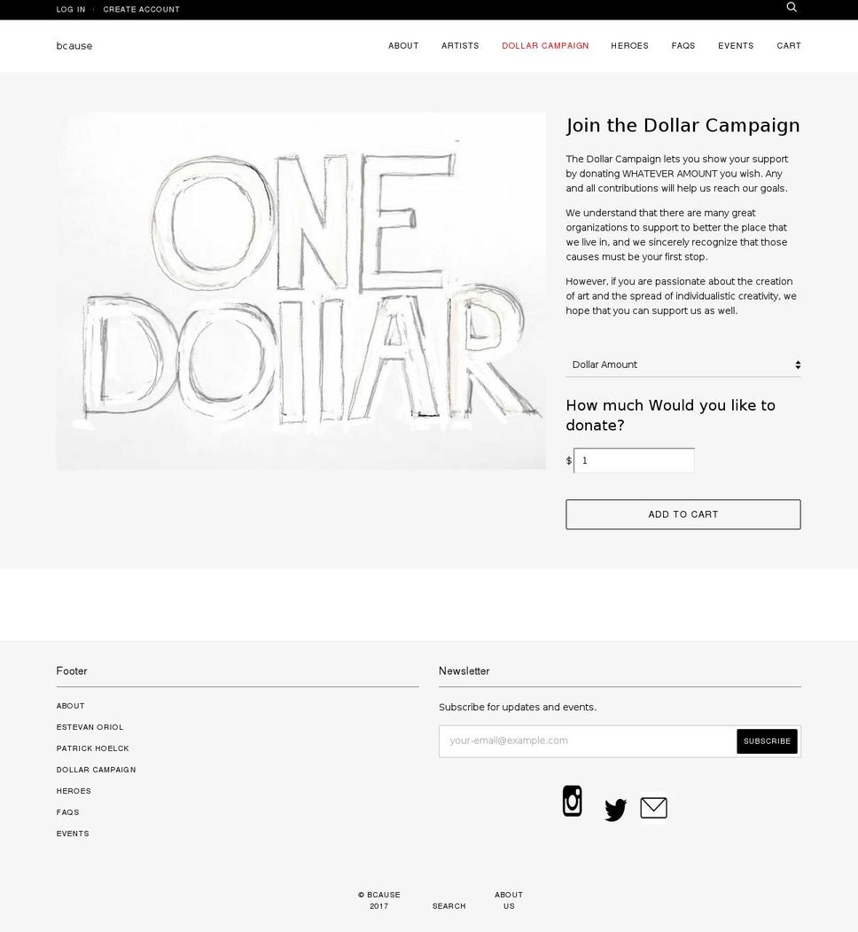 thedollarcampaign.com shopify website screenshot
