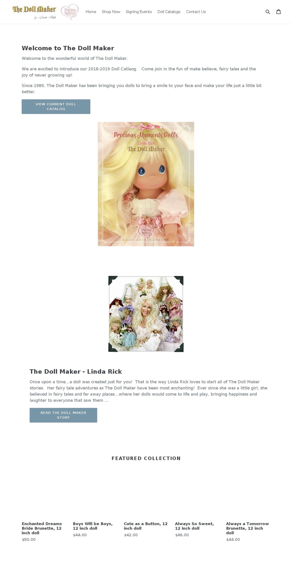 thedollmakerdolls.com — Shopify storefront screenshot