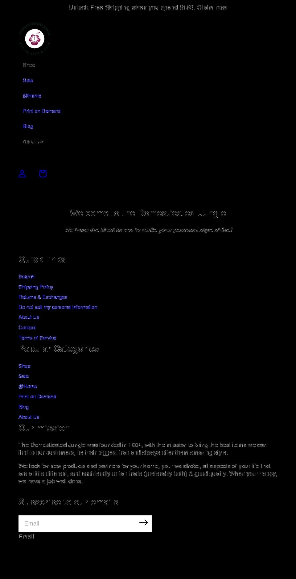 thedomesticatedjungle.com shopify website screenshot
