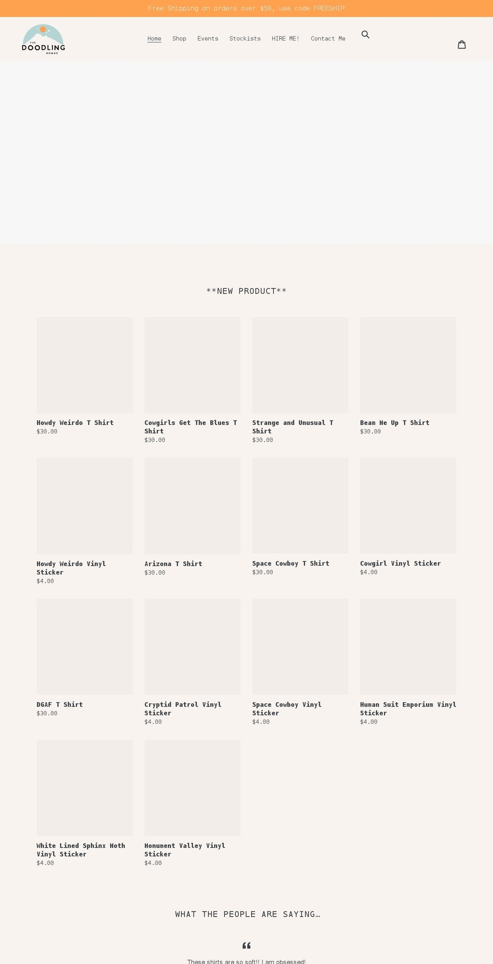 thedoodlingnomad.com shopify website screenshot
