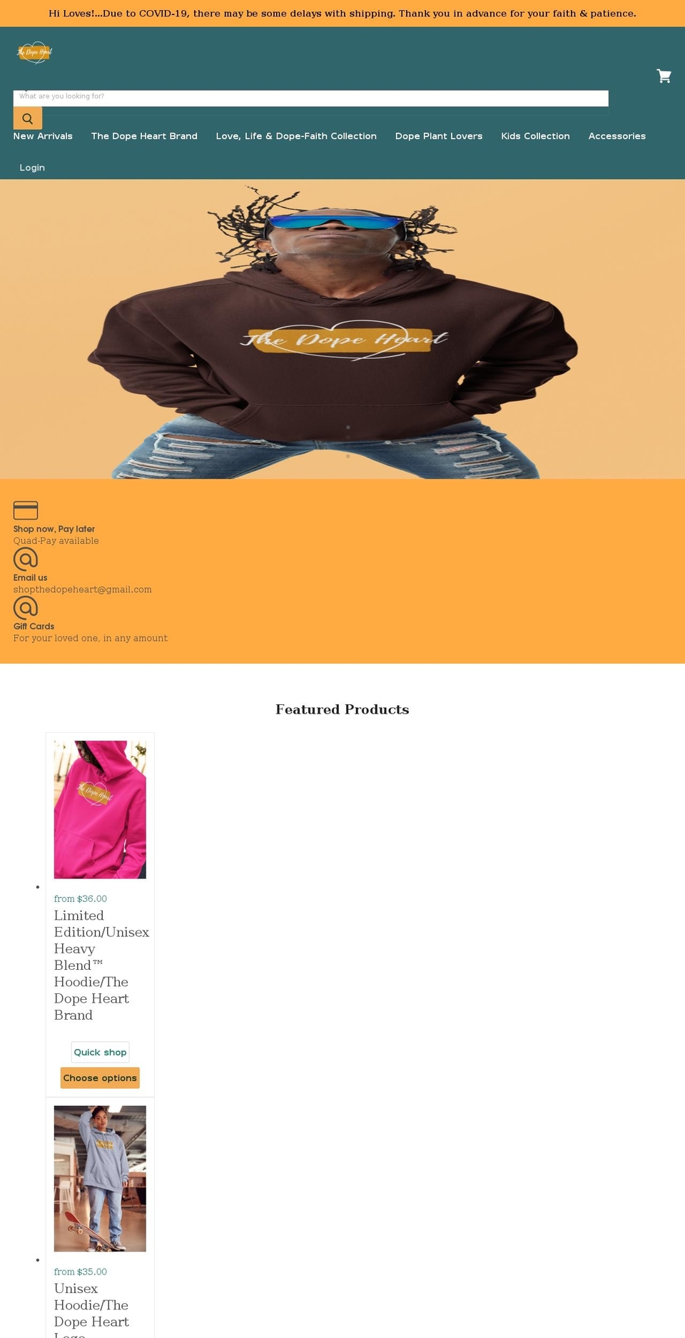 thedopeheart.com shopify website screenshot