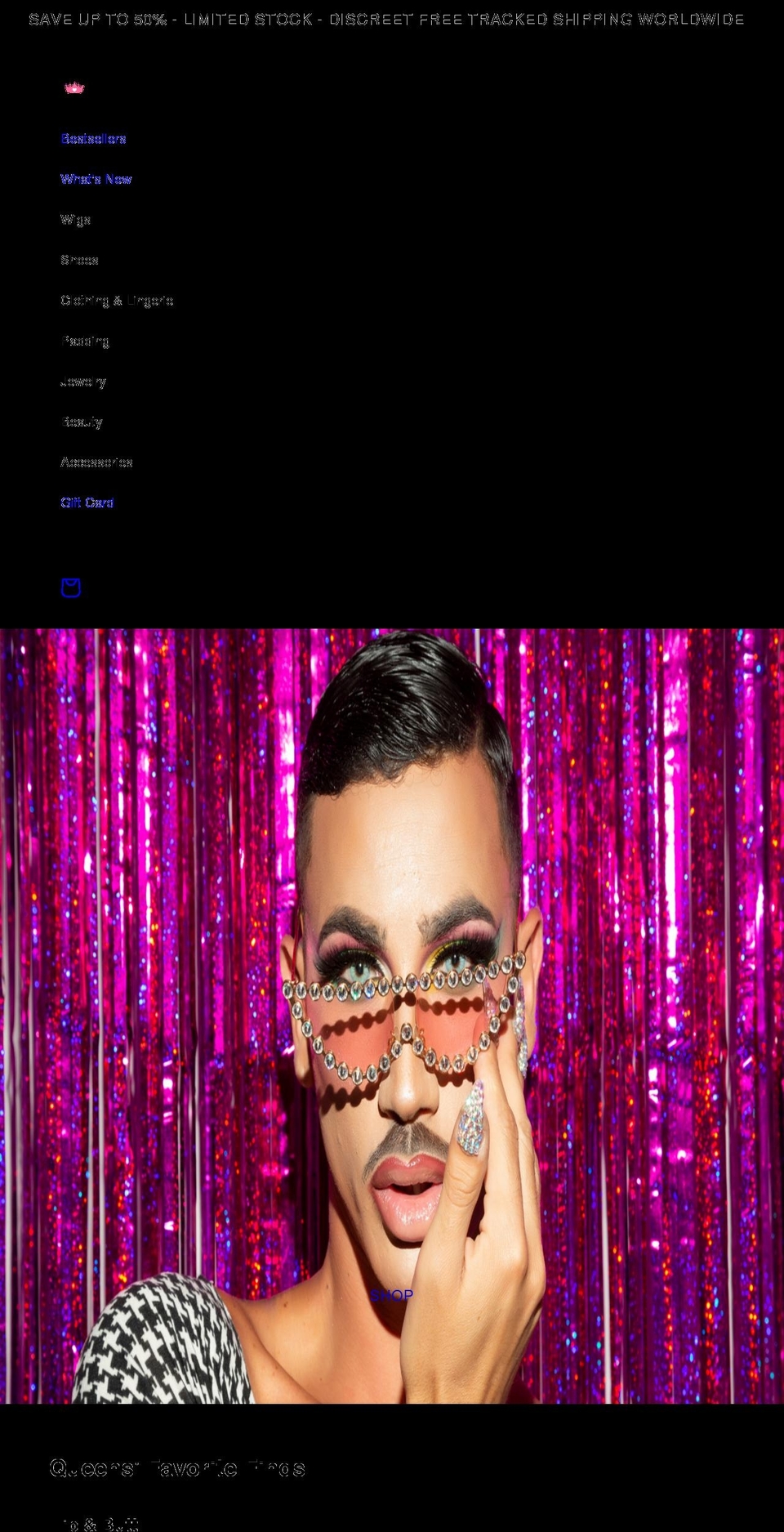 thedragqueenstore.com shopify website screenshot