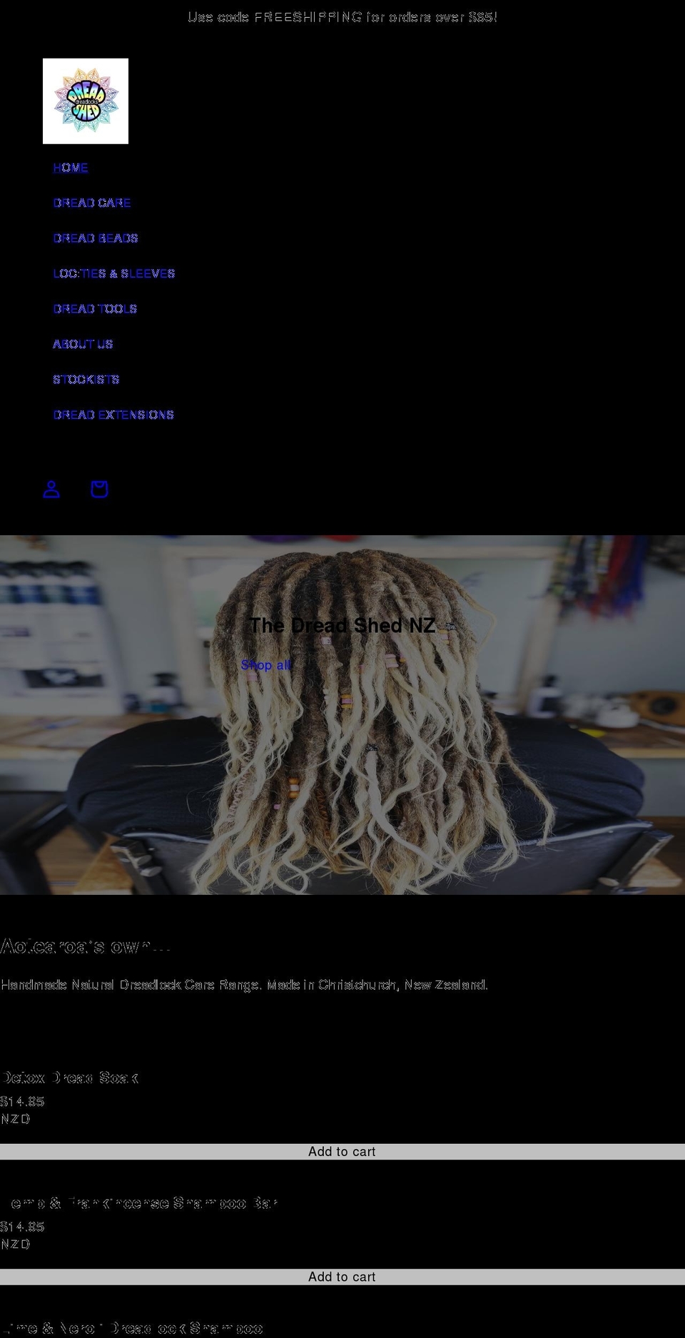 thedreadshed.co.nz shopify website screenshot