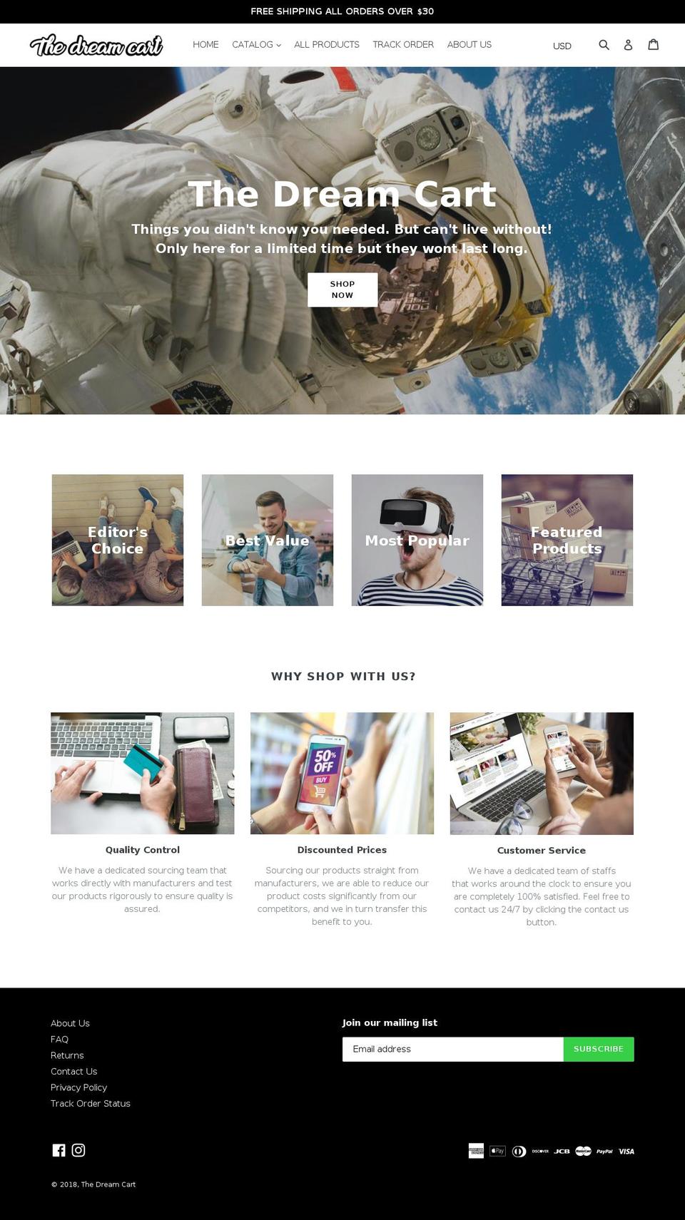 thedreamcart.com — Shopify storefront screenshot