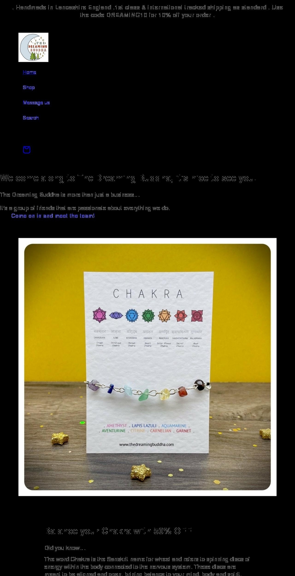 thedreamingbuddha.com shopify website screenshot